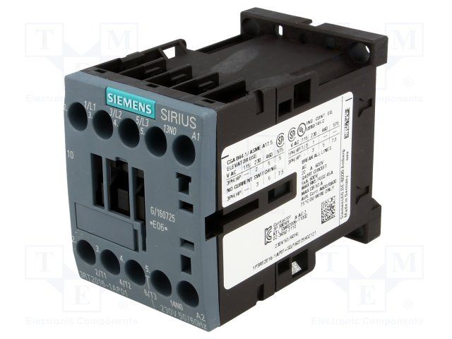 Sirius 3RT2 3 Pole Contactor, 9 A, 4 kW, 230 V ac Coil