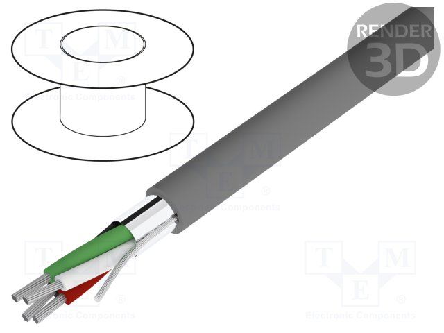 4C 24AWG Shielded Multi-Conductor Cable, 300V, 100ft