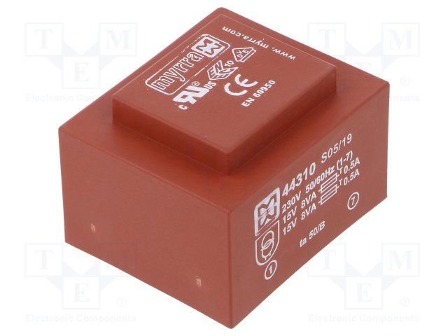 MYRRA   44310   Isolation Transformer, 16 VA, 1 x 230V, 2 x 15V