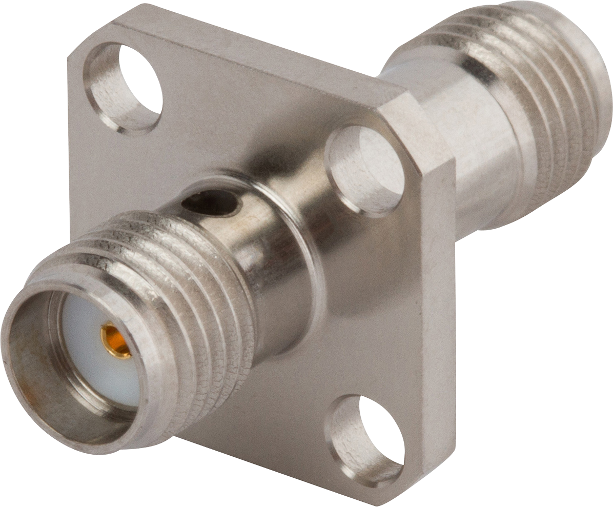 SMA-SMA RF Adapter, Panel Mount, Female-Female, 18GHz, 50R, Gold