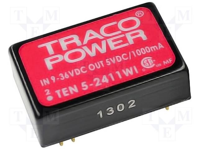 Isolated Board Mount DC/DC Converter, ITE, 2 Output, 5 W, 12 V, 250 mA, -12 V, 250 mA
