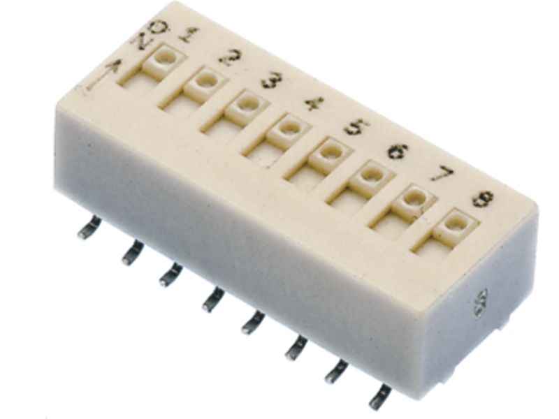 Switch DIP OFF ON DPST 4 Raised Slide 0.15A 30VDC Gull Wing 2000Cycles 2.54mm SMD Tube