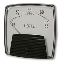 ANALOG FREQUENCY METER, 45HZ TO 65HZ; Meter Function:Frequency; Meter Range:45Hz to 65Hz; Panel Cutout Height:-; Panel Cutout Width:-; Product Range:-; Meter Size/Dimensions:2.5 x 2.5; Panel Cutout Diameter:55.63mm