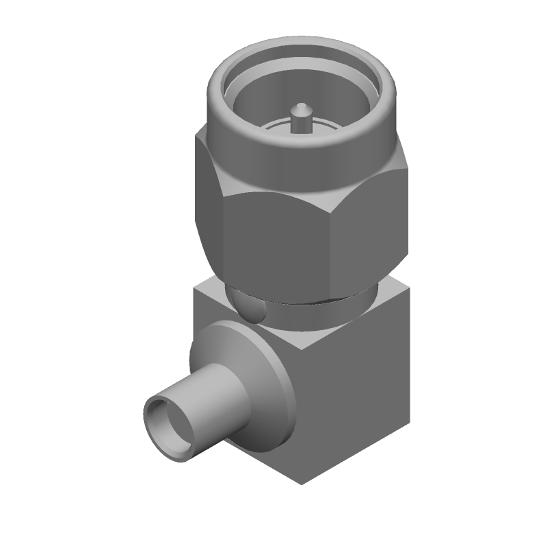 SMA RF Connector, Male, RA, Solder, 18GHz, 50 Ohm, Gold