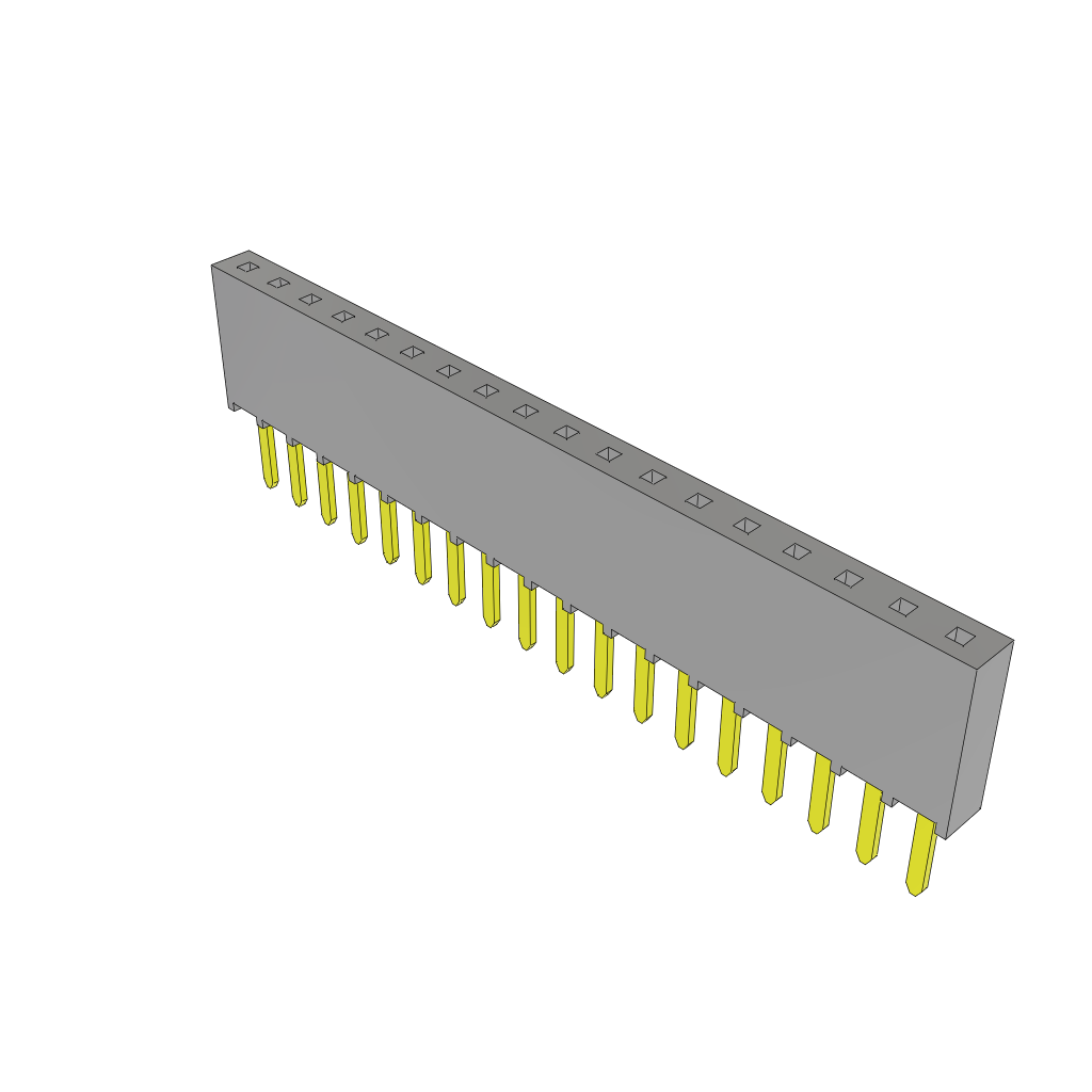 18 Pos 2.54mm Socket Strip Receptacle, Straight, Thru-Hole, Gold