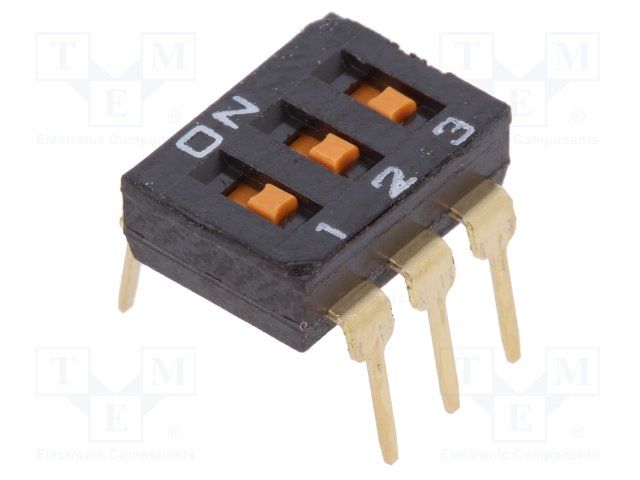 3PDT Slide DIP Switch, 25mA, 24VDC, Through Hole
