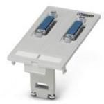 Front plate with contact inserts, plastic, 2x D-SUB 15, socket/pin