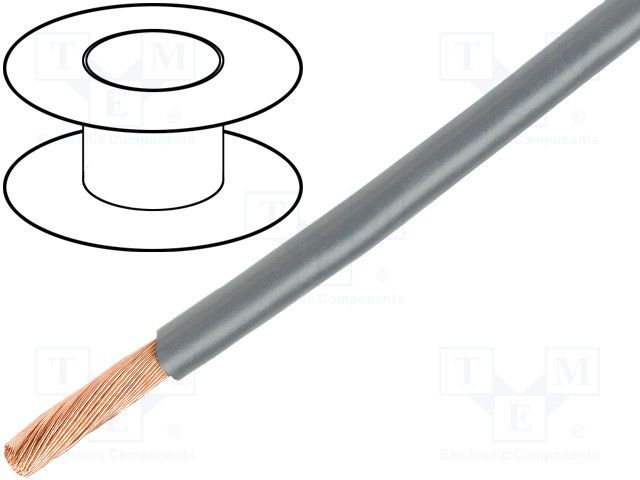 10AWG 105/30 Hook-Up Wire, 600V, 105°C, Grey, 100ft Spool