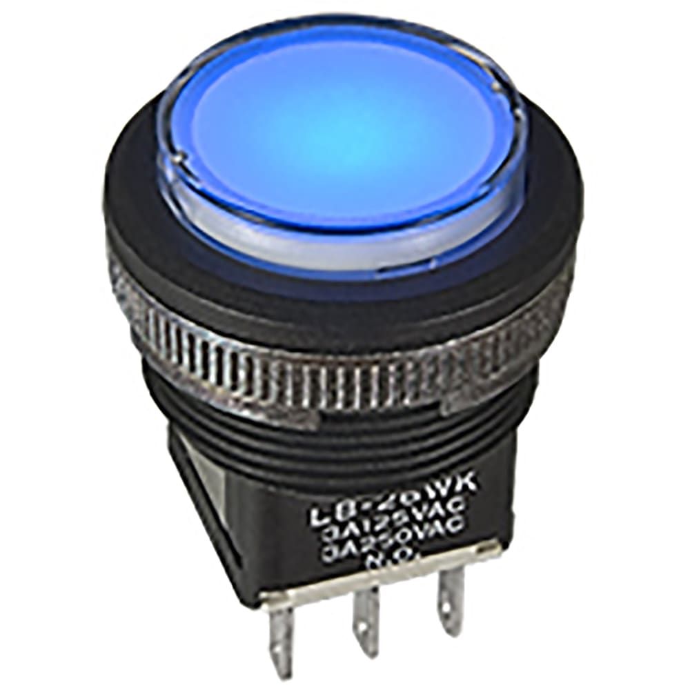 Switch Push Button ON (ON) SPDT Rectangular Button 0.1A 28VAC 28VDC 0.4VA Momentary Contact Quick Connect/Solder Lug Panel Mount