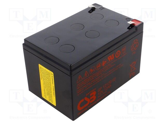 Sealed Lead Acid Battery 12V 12.0Ah .250 Faston tabs