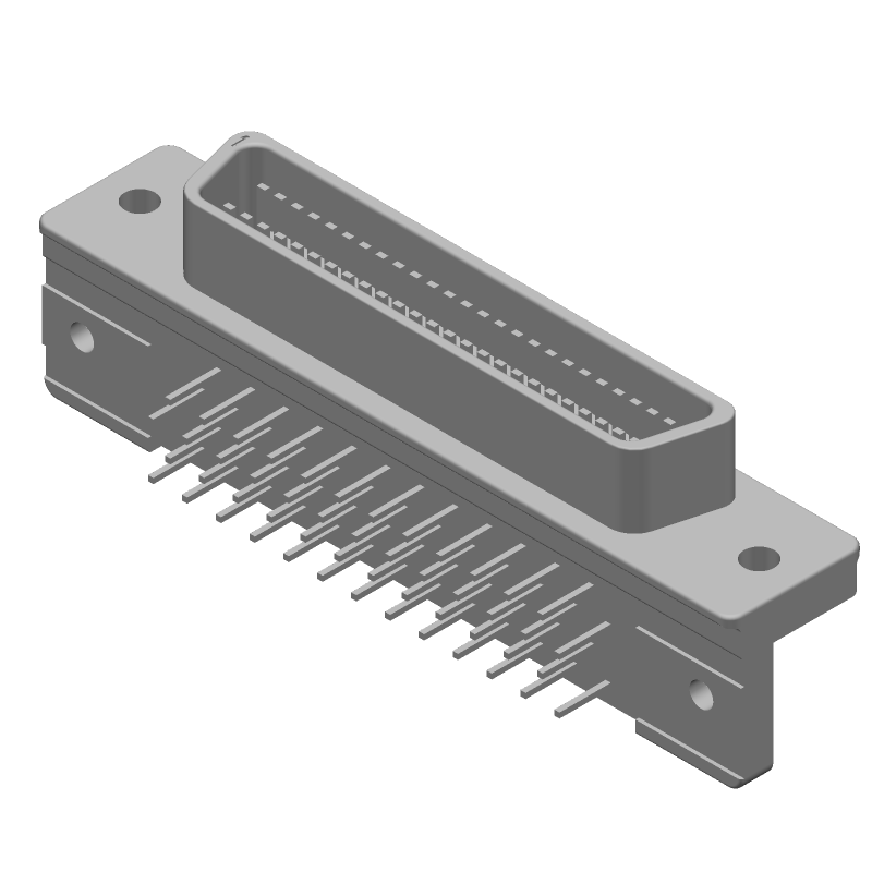 50 Pos 4 Row R/A Plug, Shielded, Gold/Tin, Through Hole, 30V