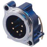 5 Pin Male XLR Power Connector, 3A, 50V, Panel Mount, Solder