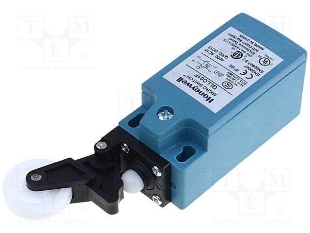 SPDT Limit Switch, 10A, 300V, Roller Arm, Screw Mount