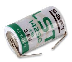 SAFT   LST14250CNR   Battery, Single Cell, Lithium Thionyl Chloride, 1200 mAh, 3.6 V, 1/2AA, Solder Tab, 14.2 mm