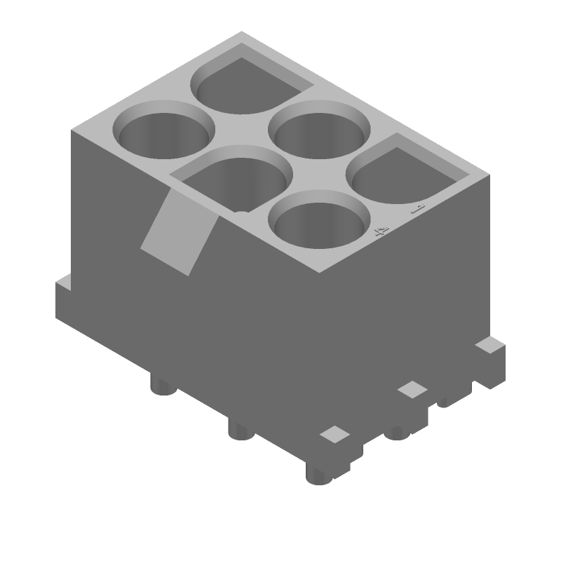 6 Pos Power Connector, 12A, 600V, Wire-to-Board, Tin, Nylon, TH