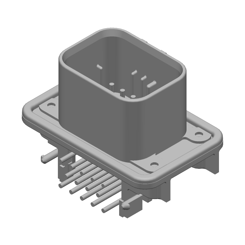 14 Pos Rectangular Header, Right Angle, Through Hole, 10A, 250V