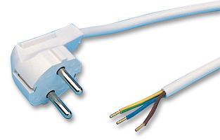 APSA   550/5.0 WS   Mains Power Cord, Mains Plug, Schuko, Free Ends, 16 ft, 5 m, White