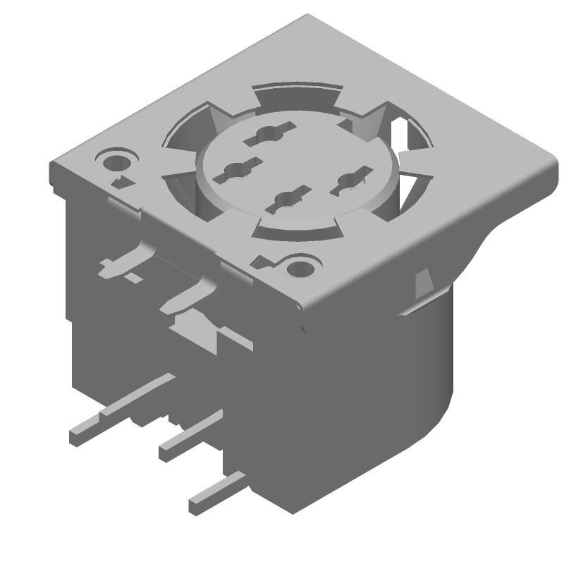 4 Pos Circular Connector, Male, RA, Solder, 7.5A, 250V
