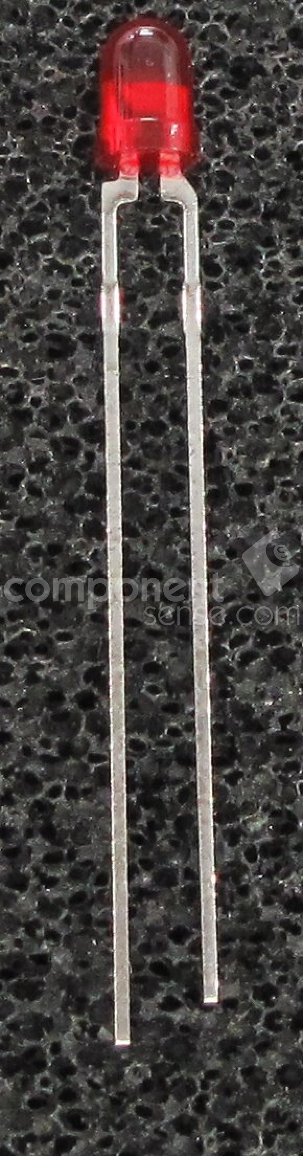 Red LED Emitter, 626nm, 2.1mcd, 50° Viewing Angle, 3mm