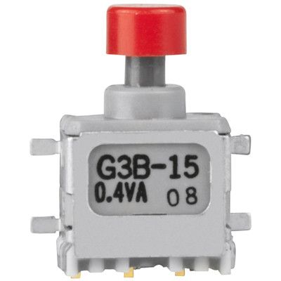 Switch Push Button ON (ON) SPDT Round Plunger 0.1A 28VAC 28VDC 0.4VA Momentary Contact Gull Wing SMD T/R