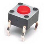 Tactile Switch SPST 24VDC 50mA Thru-Hole 2.55N Red Button
