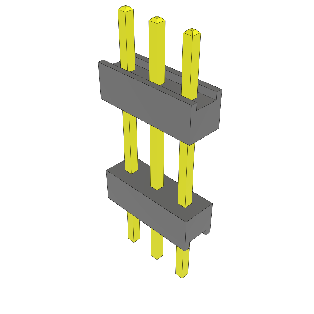 3-Contact HDR Board Stacker, 2.54mm Pitch, Through Hole Mount