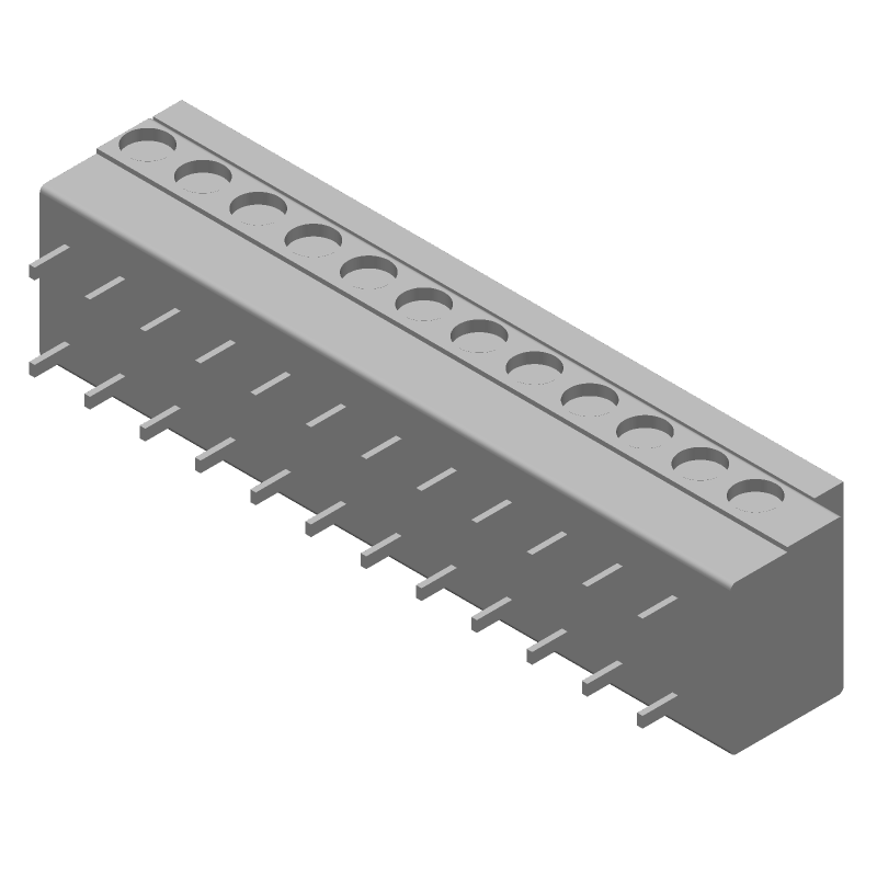 12 Pos 5mm RA Solder Terminal Block, 10A, 300V, Green