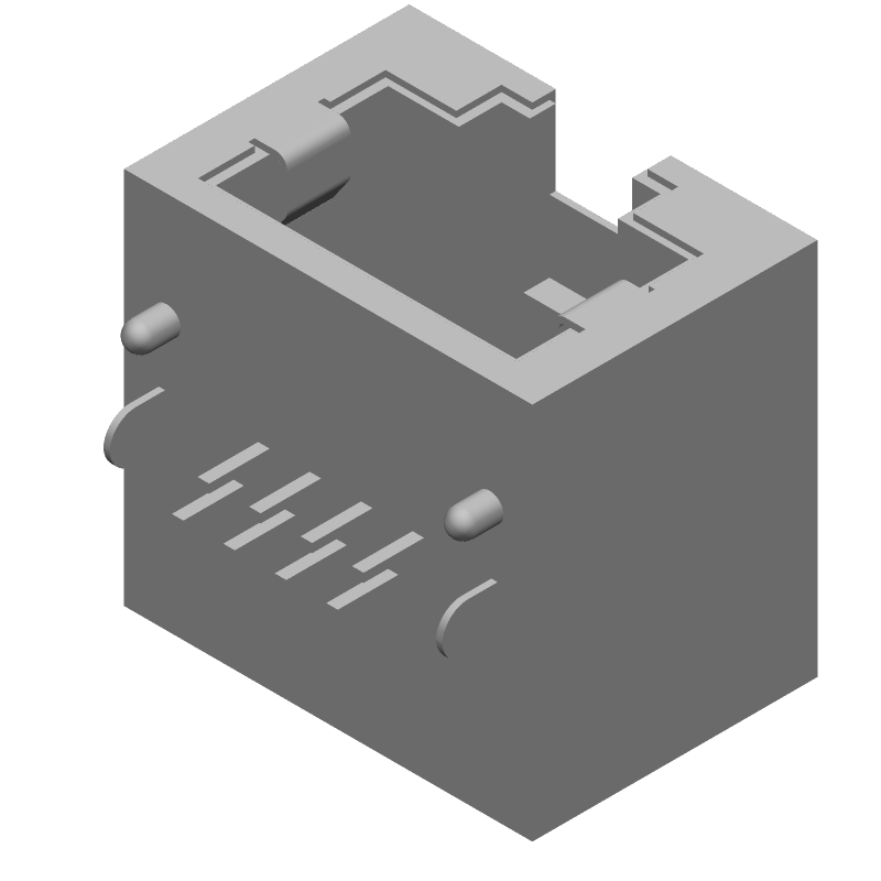 RJ45 Connector, Shielded, Right Angle, 8 Pos, Solder, 1A, Gold