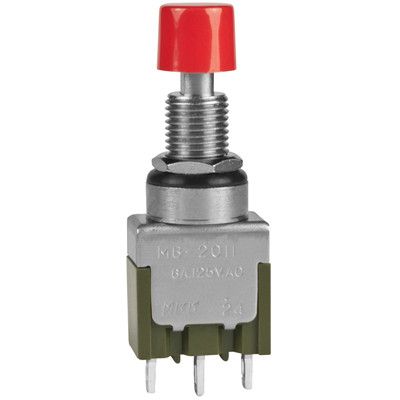 Switch Push Button ON (ON) SPDT Round Plunger 6A 250VAC 30VDC Momentary Contact Panel Mount Solder Lug