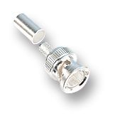 BNC RF Connector, 4GHz, 50 Ohm, Crimp, Straight, Male, Silver