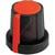 Knob,  control,  soft touch,  round,  blk &red,  dia 1.25in,  bush hole size .25in-D