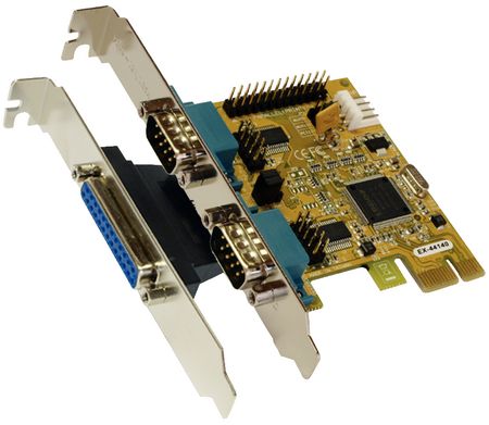 PCI-E x1 Card2x RS232 1x ECP DB25F, EX-44140-2, Exsys