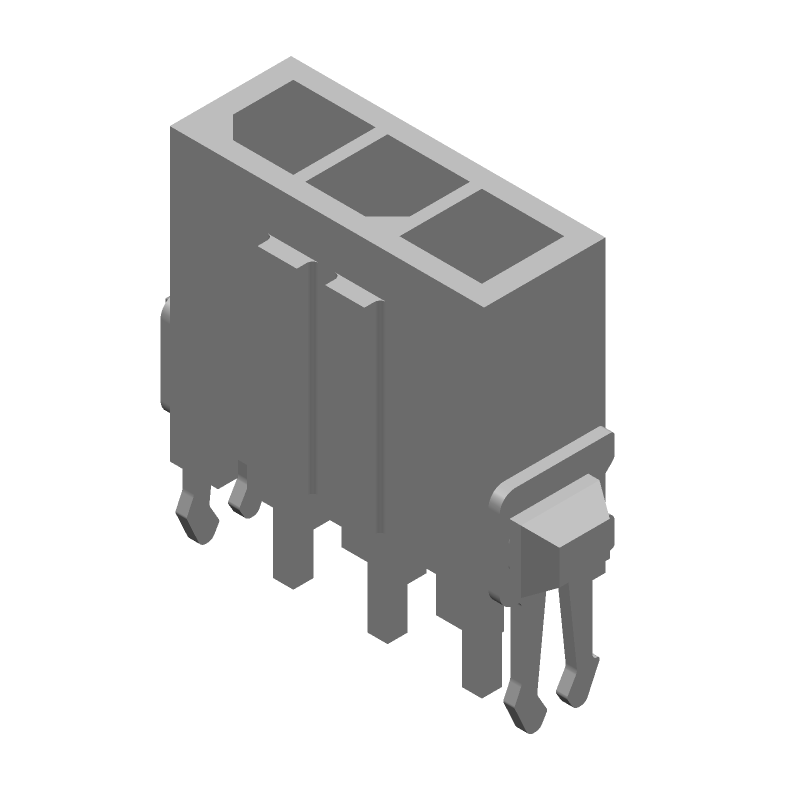 3 Pos 5A Wire-to-Board Male Pin Connector, Gold, Straight, Through Hole