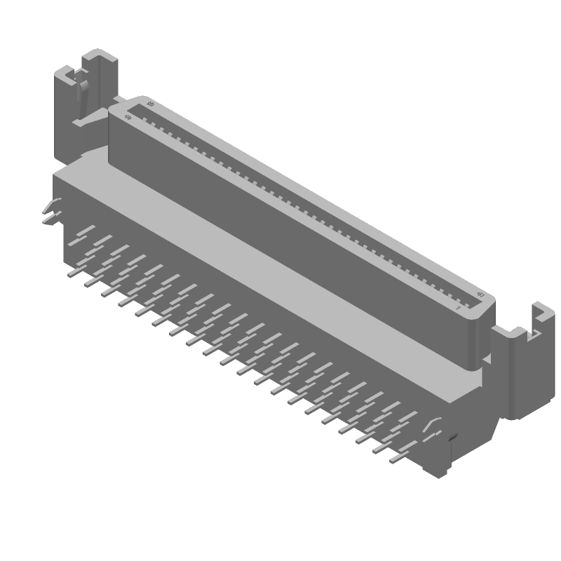 80 Pos SCSI Connector, 1.27mm Pitch, RA Thru-Hole, Female, 3A, 100V