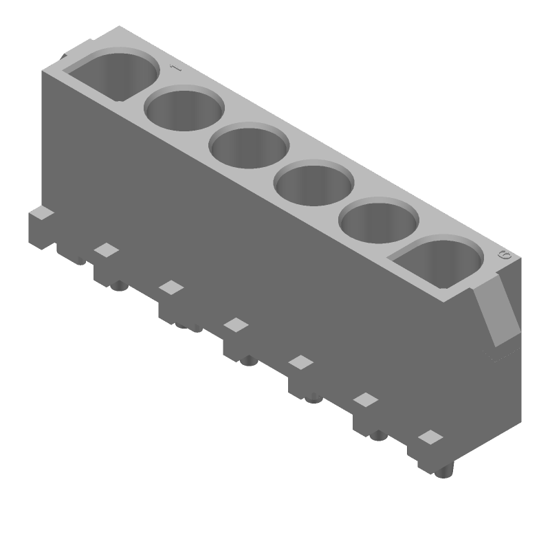 6 Pos Power Connector, 12A, 600V, Wire-to-Board, Male Pin, Tin