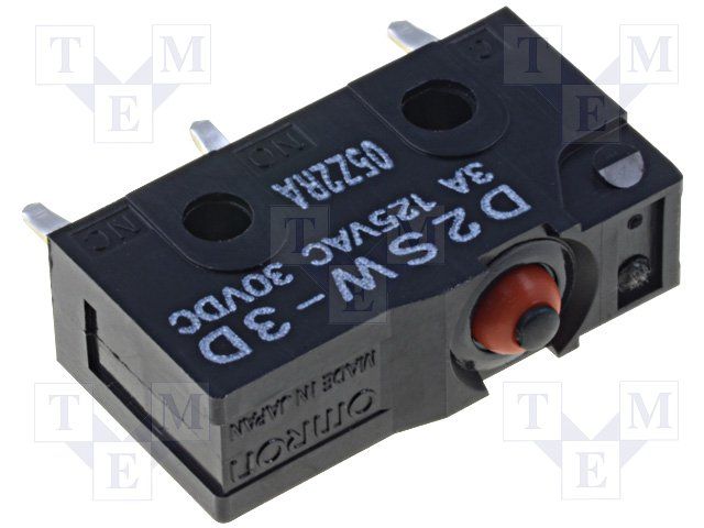 SPDT Snap Action Switch, 3A 250VAC, Pin Plunger, PC Pins, Waterproof