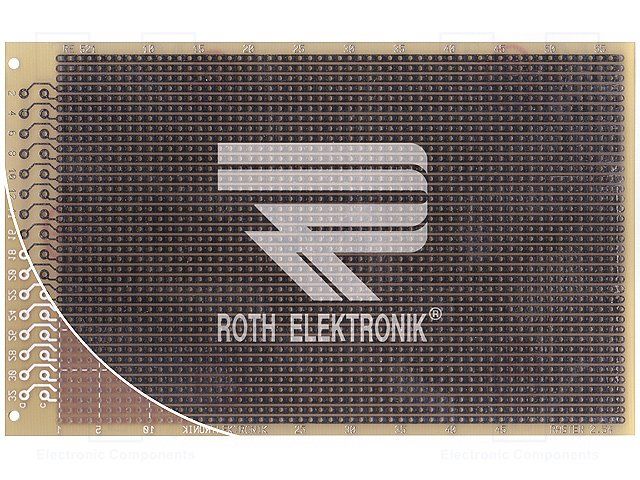 ROTH ELEKTRONIK RE521-LF EUROCARD,FR4,spacing 2.54mm,stripes