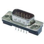 15 Pos Male D-Sub Connector, Gold Brass Signal, Solder, 1.5A, 125V