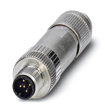 M12 A-Coded Male Connector, 5-Pos, 60V, 4A, IP67