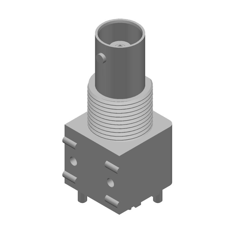 Female BNC PCB Socket, 4GHz, 50 Ohm, Nickel/Gold