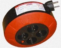 5m Extension Reel Type E - French,4 Socket No,Unwound Current Rating 16A,230 V IP20,Black, Red