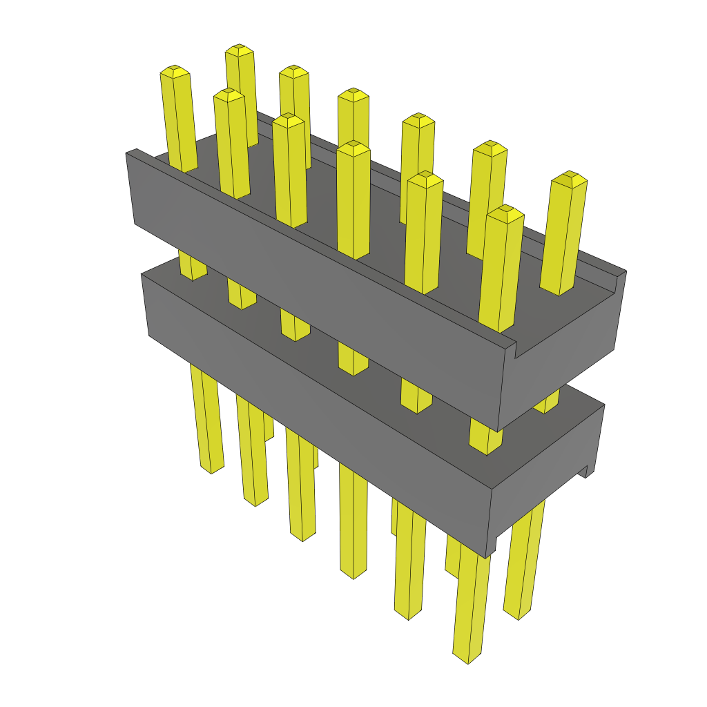 12-Contact Shrouded Header, 2-Row, 2.54mm Pitch, 12mm Length, Black Housing, Gold Plating, Bronze Contacts