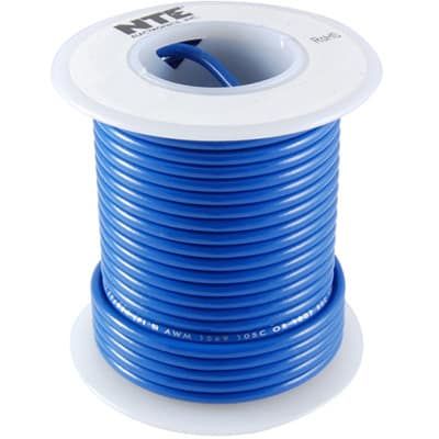 NTE ELECTRONICS WH20-06-25 HOOK UP WIRE, 25FT, 20AWG, COPPER, BLUE