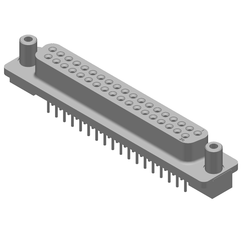 37 Pos D-Sub Connector, Female, Signal, Gold/Tin, Solder, Through Hole