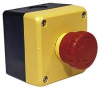 XW E-Stop, Twist to Reset, Red/Yellow/Black 40mm Mushroom Head