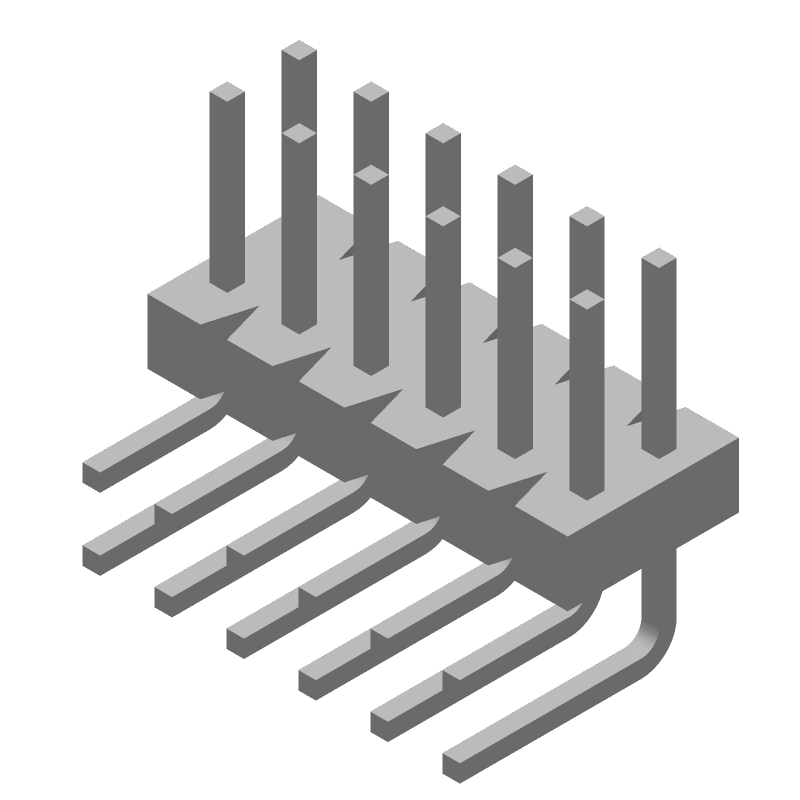 12 Pos 2.54mm RA Shrouded Header, Male, 3A, Gold/Tin/Lead