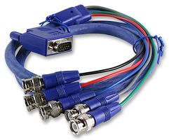 VDC         104800801             Audio / Video Cable Assembly, D Subminiature H/D Plug, VGA, 15 Way, 90, BNC Plug, x 5, 3.2 ft, 1 m