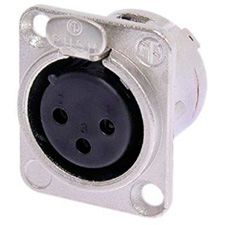 3 Pin Male Power Connector, 16A, 50V, Gold Plated Brass, Panel Mount, Black Metal