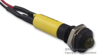 NLD ELECTRONIC         NLD29W813520500             LED Panel Mount Indicator, Black Chrome Bezel, Yellow, 8 mm, 24 V, 17 mA, 1.2 cd, IP67