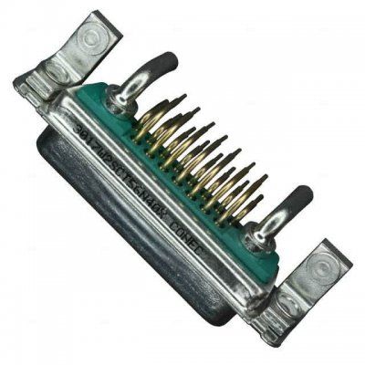 17 Pos Female D-Sub Connector, Right Angle, Solder, Gold Contacts